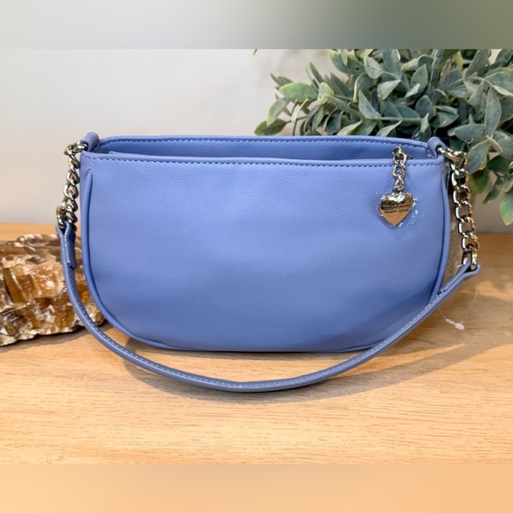 Juicy Couture Blue Rhinestone Logo Shoulder Bag Silver Hardware - Picture 4 of 6